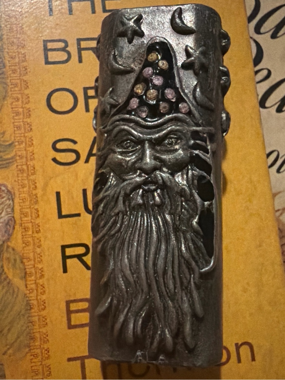 Vintage Pewter Wizard Case Cover Whimsigoth Celestial Rhinestone Sleeve